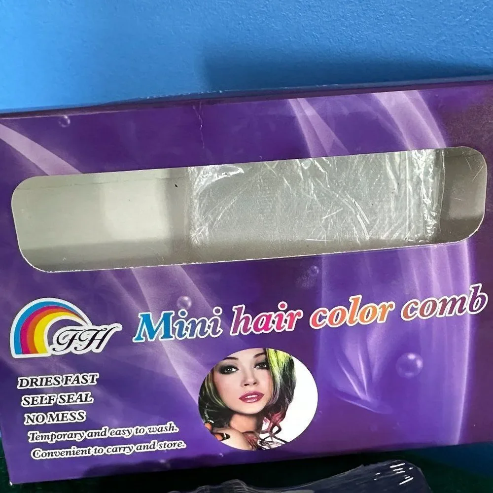 Mini Hair Color Comb Temporary Hair Dye Set 6 Colors Easy Wash-Out Styling Tool